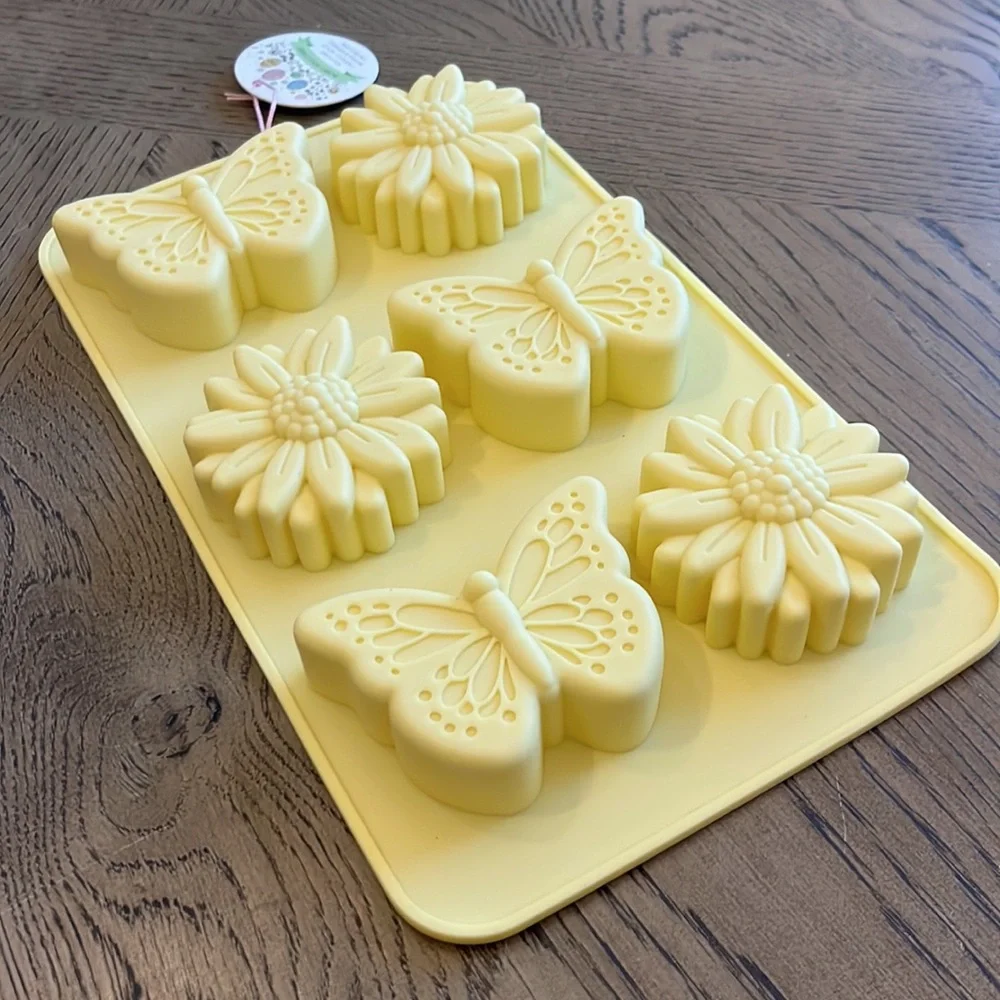 Yellow Butterfly and Flower Silicone Mold Spring Floral Garden Craft Bakeware